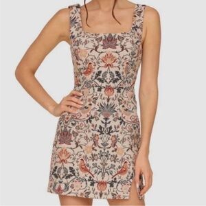 Avec Les Filles Women's Beige Square-Neck Brocade Mini Sheath Dress Size 8 M NWT